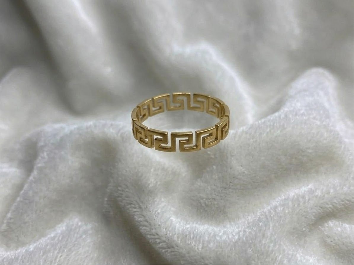 Golden Versace Style Pattern Ring