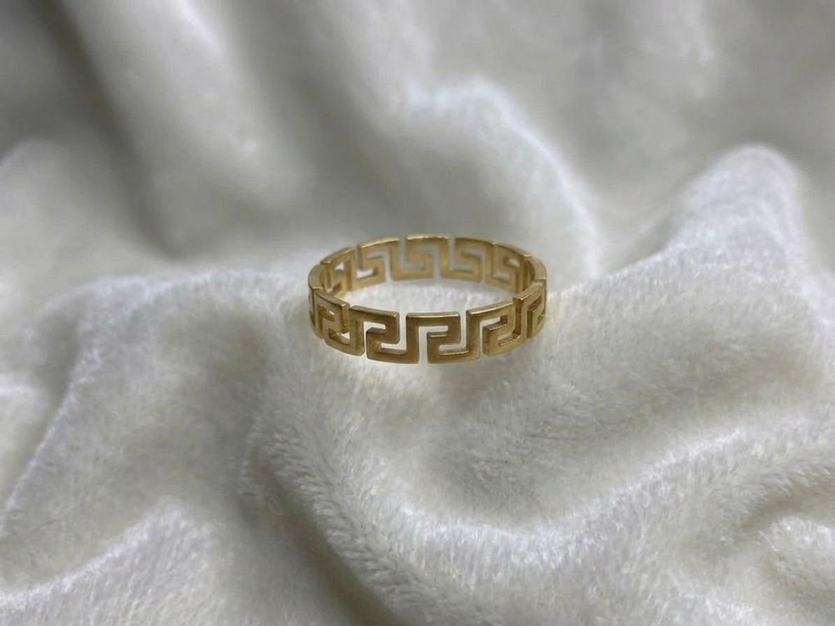 Golden Versace Style Pattern Ring