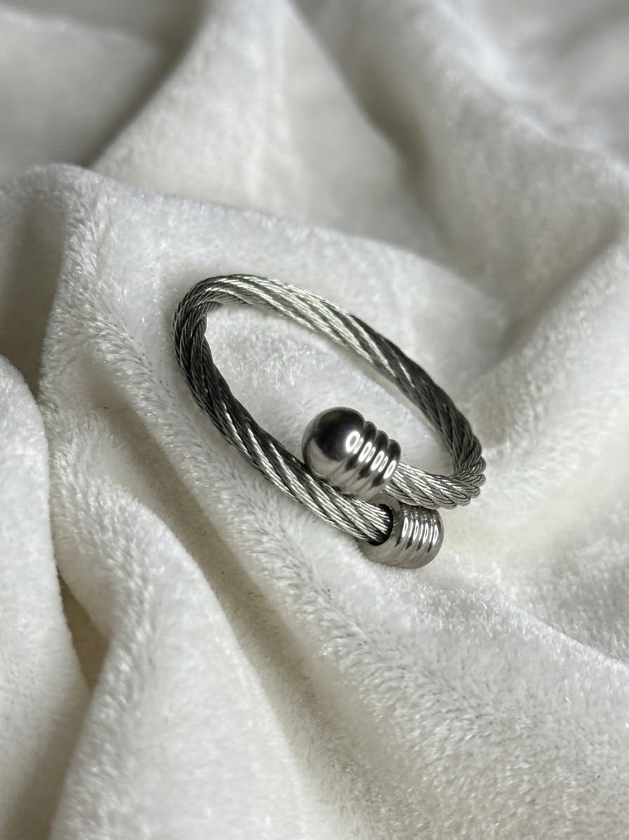 Silver Twisted Cable Wire Ring