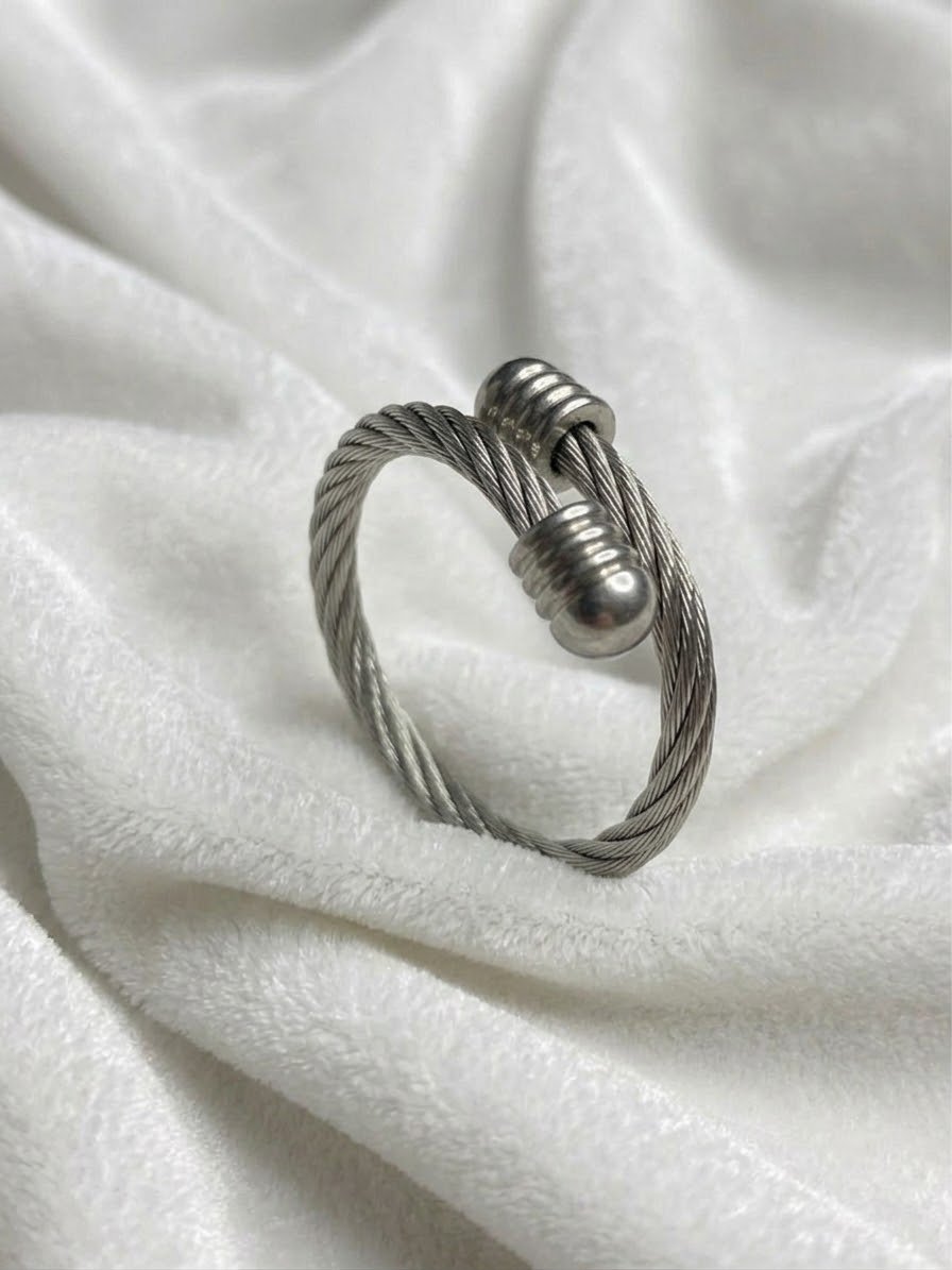 Silver Twisted Cable Wire Ring